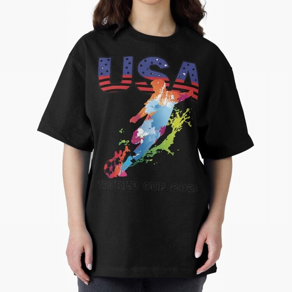 USA CAN MEX 26 Football Shirt | Color Splash International Fan Tee Classic T-Shirt Celebrate the Stars of Match Day Hype around FIFA World Cup 2026 USA Canada Mexico, Messi, England, France and Netherlands, Match Day Excitement, Supporter Culture,