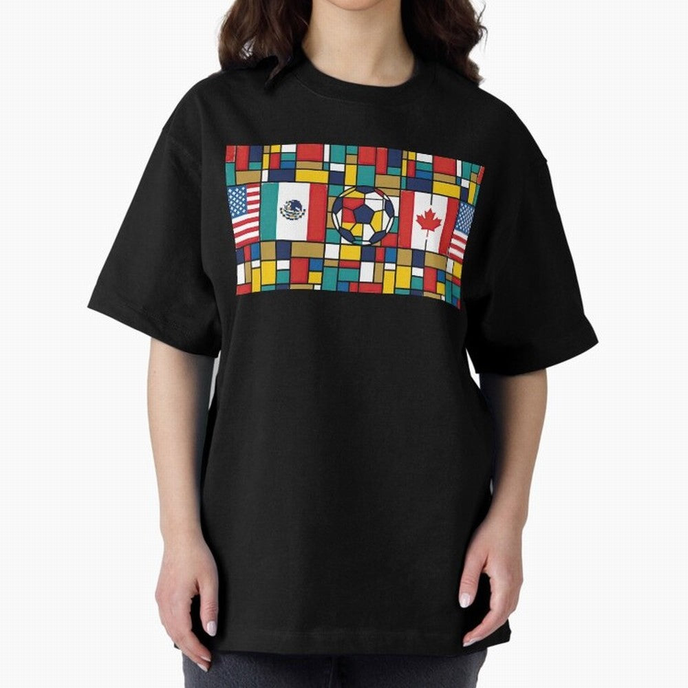Spectacular World Cup Stadiums | Soccer Flags Mexico Canada USA Geometry Classic T-Shirt Celebrate Rivalries and Pride in Global Football Passion for FIFA World Cup 2026 USA Canada Mexico, with Neymar, England, France and Netherlands, Football