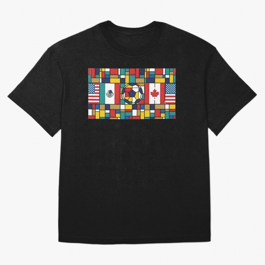 Spectacular World Cup Stadiums | Soccer Flags Mexico Canada USA Geometry Classic T-Shirt Celebrate Rivalries and Pride in Global Football Passion for FIFA World Cup 2026 USA Canada Mexico, with Neymar, England, France and Netherlands, Football