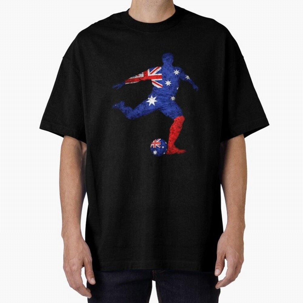 Australian Flag Silhouette Soccer World Cup Football Classic T-Shirt Support the Legends of FIFA World Cup 2026 with Cristiano Ronaldo, England Energy, Classic Soccer Heritage, Championship Pressure, Fan Loyalty and International Pride; Perfect for