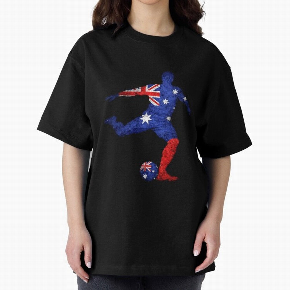 Australian Flag Silhouette Soccer World Cup Football Classic T-Shirt Support the Legends of FIFA World Cup 2026 with Cristiano Ronaldo, England Energy, Classic Soccer Heritage, Championship Pressure, Fan Loyalty and International Pride; Perfect for