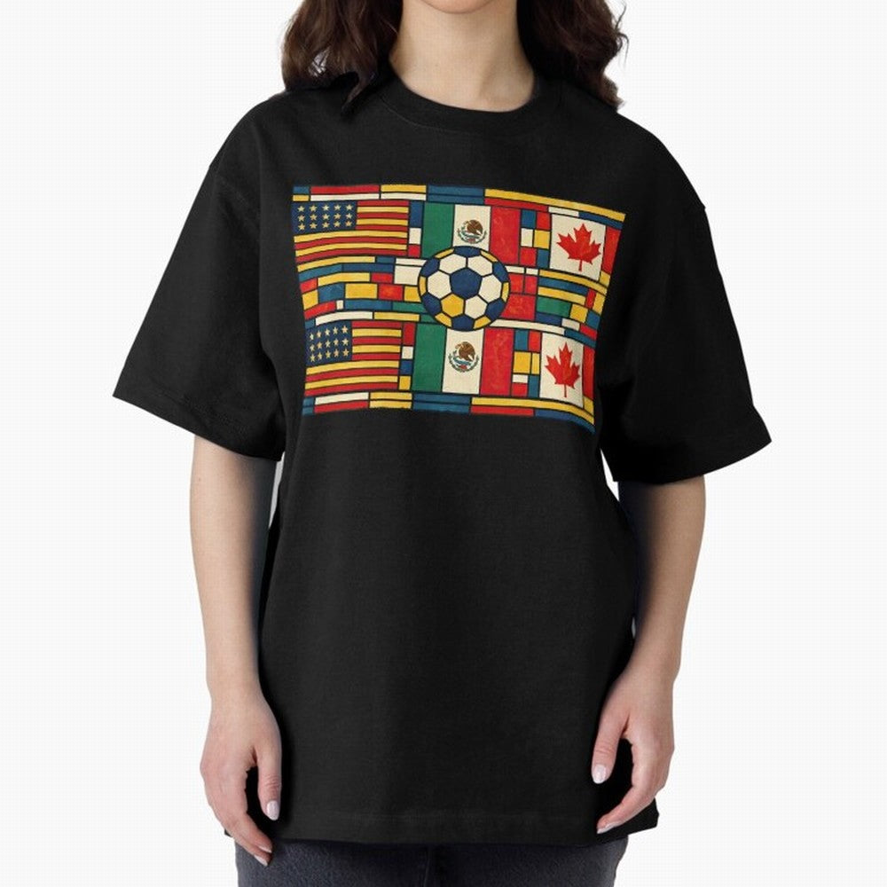 North American Football Flags World Cup Inspired Classic T-Shirt Embrace FIFA World Cup 2026 Spirit, Connected to Argentina, Mbappe and Neymar, Football Passion, Legendary Performances, Festival Vibes and Supporter Community; Great for Supporters