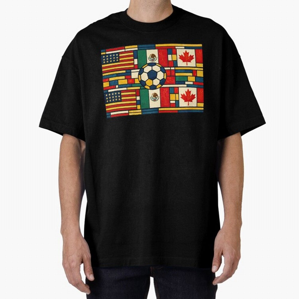 North American Football Flags World Cup Inspired Classic T-Shirt Embrace FIFA World Cup 2026 Spirit, Connected to Argentina, Mbappe and Neymar, Football Passion, Legendary Performances, Festival Vibes and Supporter Community; Great for Supporters