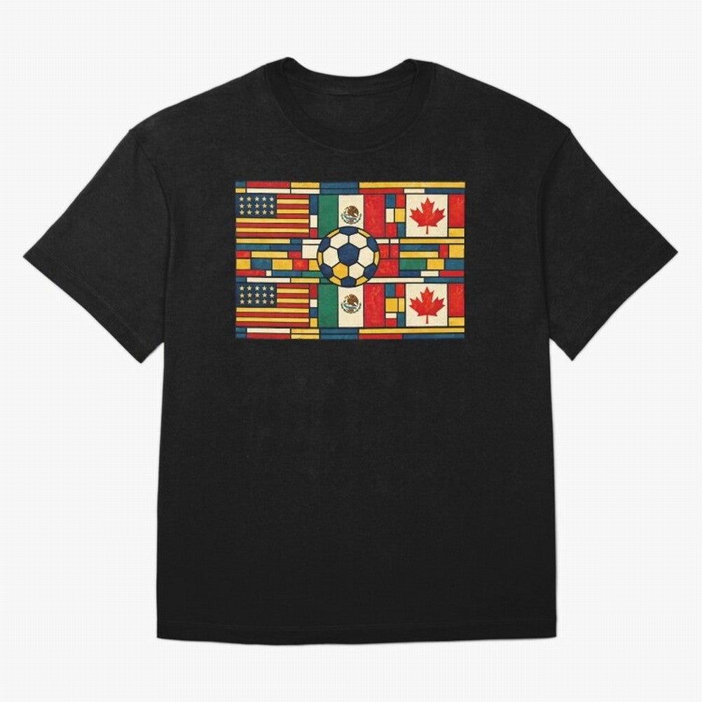 North American Football Flags World Cup Inspired Classic T-Shirt Embrace FIFA World Cup 2026 Spirit, Connected to Argentina, Mbappe and Neymar, Football Passion, Legendary Performances, Festival Vibes and Supporter Community; Great for Supporters