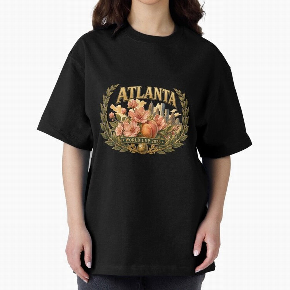 Elegant and Floral Atlanta 2026 World Cup Host City ¡ª Georgia Peach Laurel Wreath Classic T-Shirt Remember Iconic Moments from Match Day Hype around FIFA World Cup 2026 Group Stage, CR7, France and Portugal, Global Supporter Spirit, Legendary