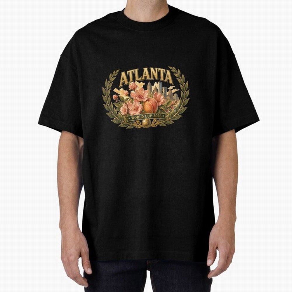 Elegant and Floral Atlanta 2026 World Cup Host City ¡ª Georgia Peach Laurel Wreath Classic T-Shirt Remember Iconic Moments from Match Day Hype around FIFA World Cup 2026 Group Stage, CR7, France and Portugal, Global Supporter Spirit, Legendary