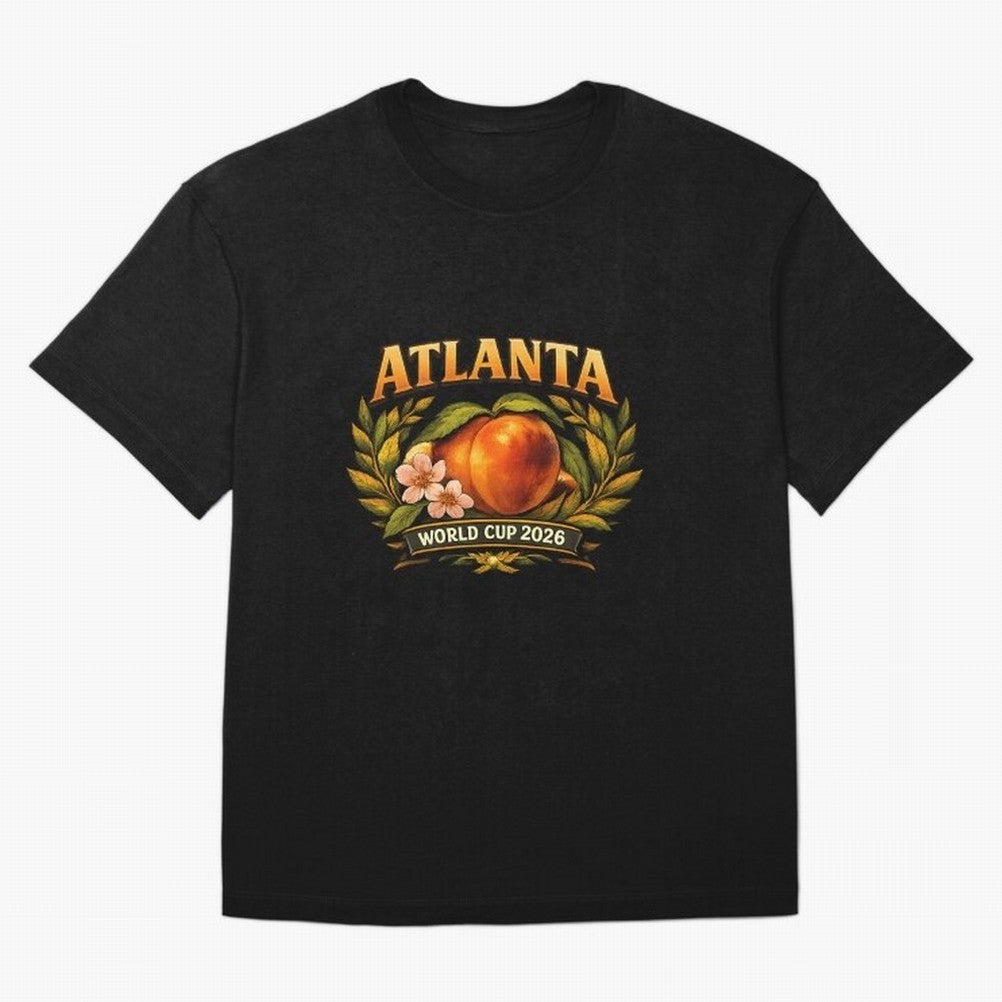 Atlanta 2026 World Cup Host City ¡ª Georgia Peach Laurel Wreath Classic T-Shirt Spotlight Global Football Passion for FIFA World Cup 2026 Group Stage, with Messi, France, Supporter Pride, Iconic Celebrations, Legendary Names and Global Match Day