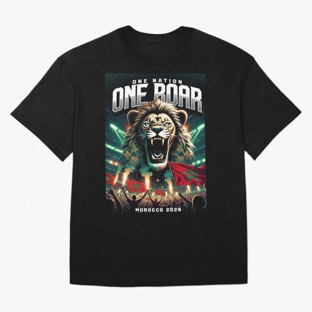 Morocco Football Team - One Nation, One Roar Classic T-Shirt Join the FIFA World Cup 2026 Group Stage Journey through Mbappe and Neymar Highlights, Spain Pride, Football History, Final Match Energy, Crowd Noise and Once in a Lifetime Moments; Made