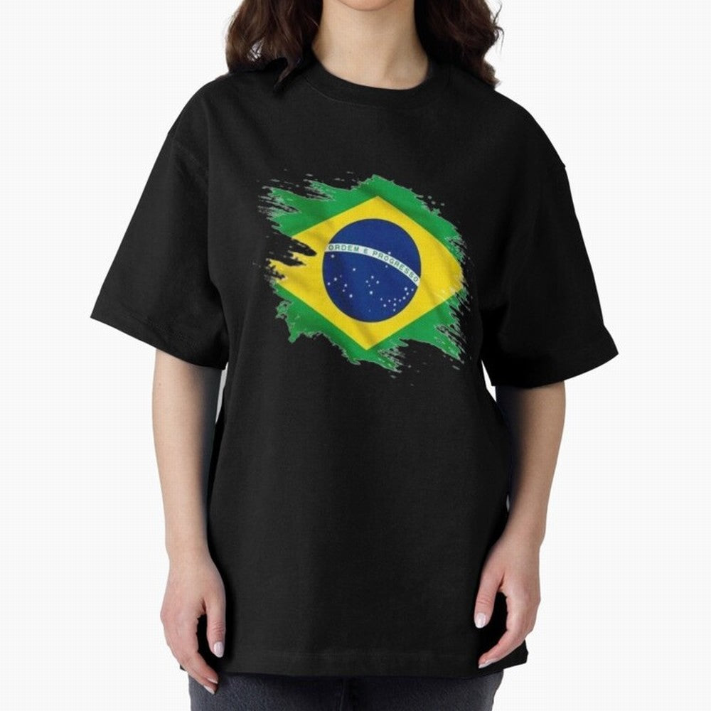 Brazil Flag Artistic Brush Stroke - Modern Flag Design T-Shirt Classic T-Shirt Bring Global Tournament Vibes to FIFA World Cup 2026 Group Stage Highlighting Cristiano Ronaldo, Portugal, Spain and Germany Energy, Football Passion, Legendary