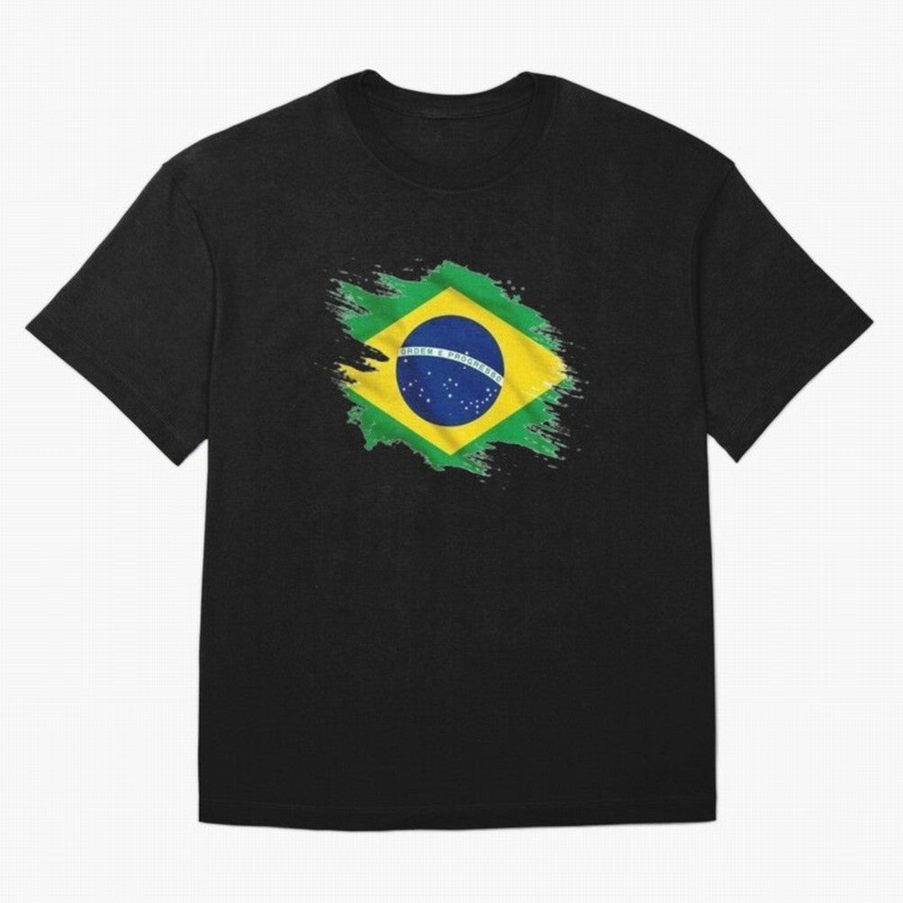 Brazil Flag Artistic Brush Stroke - Modern Flag Design T-Shirt Classic T-Shirt Bring Global Tournament Vibes to FIFA World Cup 2026 Group Stage Highlighting Cristiano Ronaldo, Portugal, Spain and Germany Energy, Football Passion, Legendary