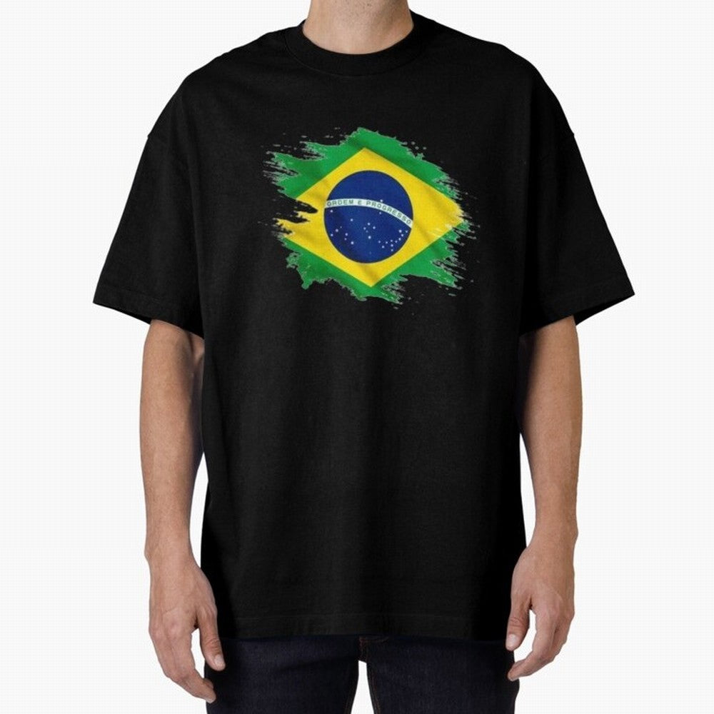 Brazil Flag Artistic Brush Stroke - Modern Flag Design T-Shirt Classic T-Shirt Bring Global Tournament Vibes to FIFA World Cup 2026 Group Stage Highlighting Cristiano Ronaldo, Portugal, Spain and Germany Energy, Football Passion, Legendary