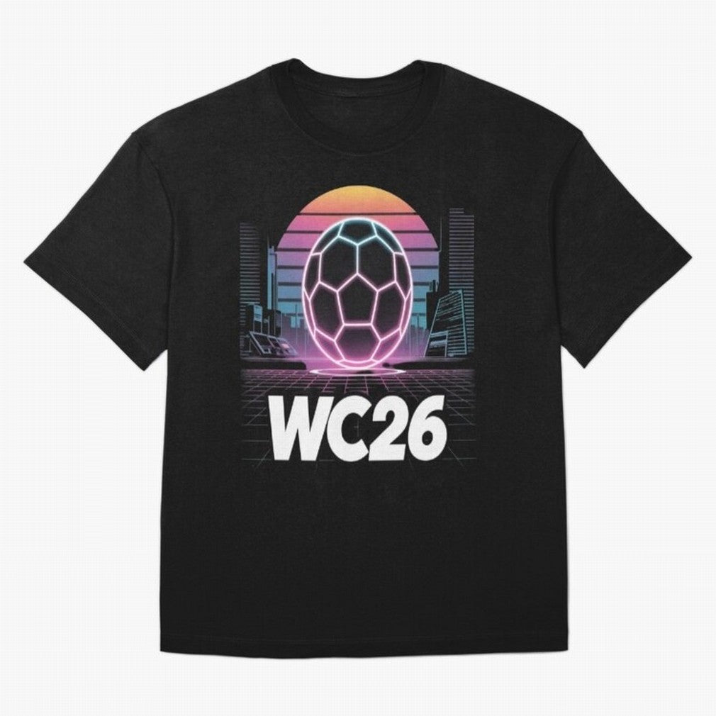 Retrofuturistic World Cup 2026 ¡ª Retro Sci-Fi Football Poster Classic T-Shirt Bring Global Tournament Vibes to FIFA World Cup 2026 Group Stage for Fans of Messi, CR7 and Mbappe and France, Bringing Soccer Culture, Superstar Moments, National Team