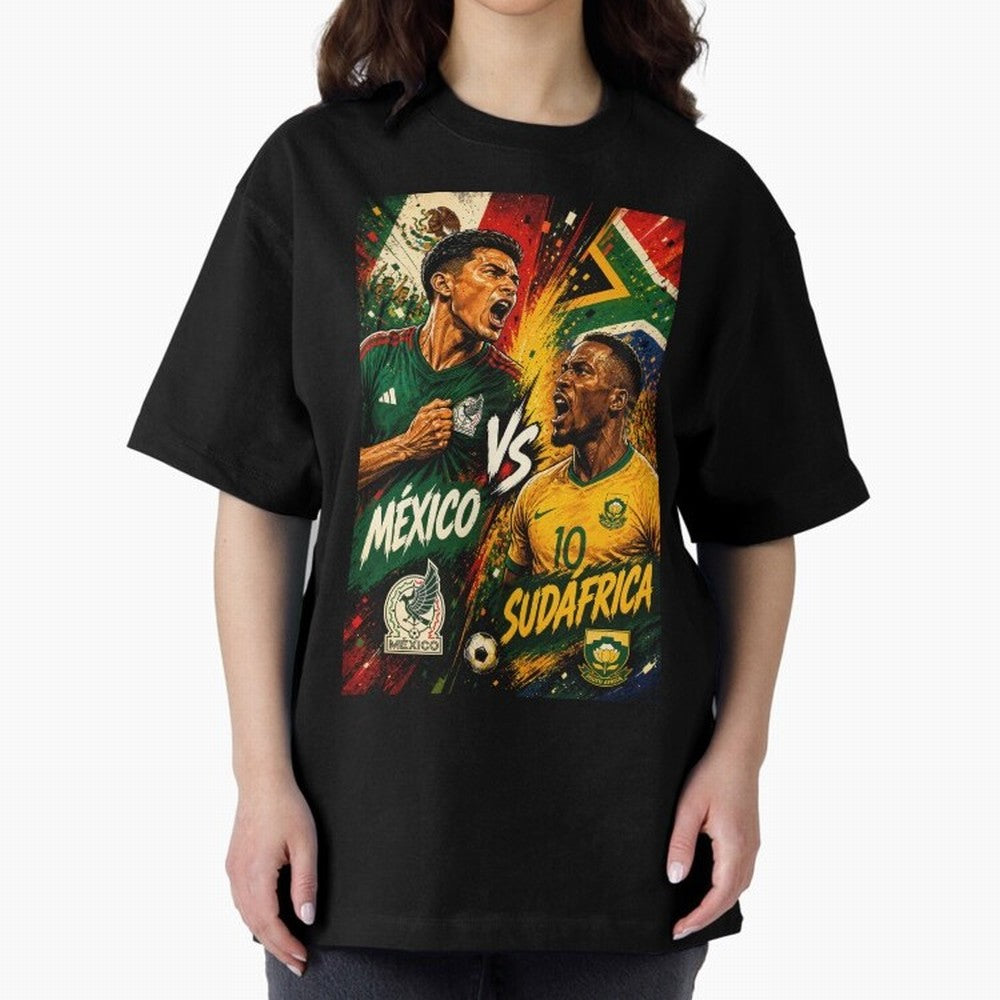 Mexico vs South Africa ¨C Group A FIFA World Cup 2026 | Retro Comic Football Jersey Classic T-Shirt Celebrate Global Passion for Global Football Passion for FIFA World Cup 2026 USA Canada Mexico, with Haaland, Spain, Football Festival Excitement,