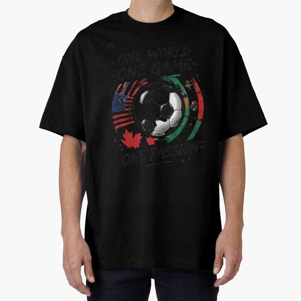 One World One Game Football Graphic Tee Classic T-Shirt Celebrate Global Football Passion for FIFA World Cup 2026 Group Stage, Capturing CR7 and Messi, England, Supporter Pride, Iconic Celebrations, Legendary Names and Global Match Day Energy;