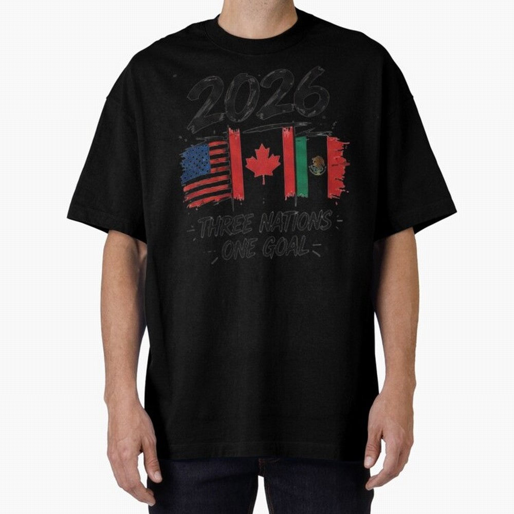 2026 Three Nations One Goal Football Tee Classic T-Shirt Represent Football Lovers during FIFA World Cup 2026 Made for CR7 and Messi, Brazil, Portugal and Argentina Energy, Football History, Final Match Energy, Crowd Noise and Once in a Lifetime