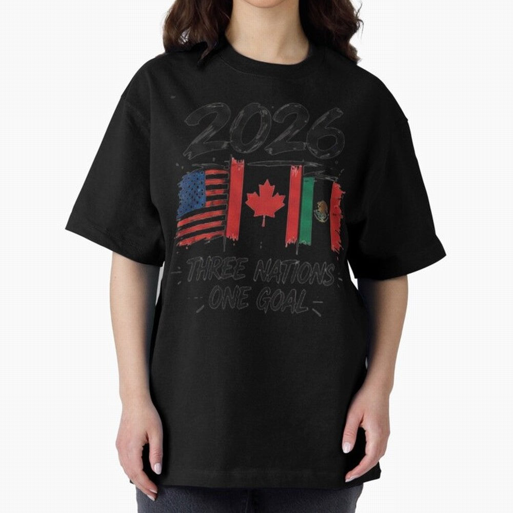 2026 Three Nations One Goal Football Tee Classic T-Shirt Represent Football Lovers during FIFA World Cup 2026 Made for CR7 and Messi, Brazil, Portugal and Argentina Energy, Football History, Final Match Energy, Crowd Noise and Once in a Lifetime