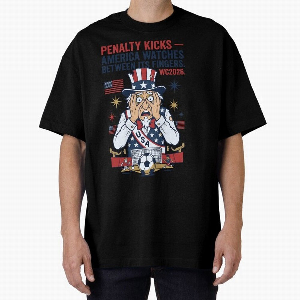 Penalty Kicks ¡ª America Watches Between Its Fingers V1 Classic T-Shirt Create Global Football Passion for FIFA World Cup 2026, Highlighting Cristiano Ronaldo, Haaland and CR7, England and Germany, Soccer Culture, Superstar Moments, National Team