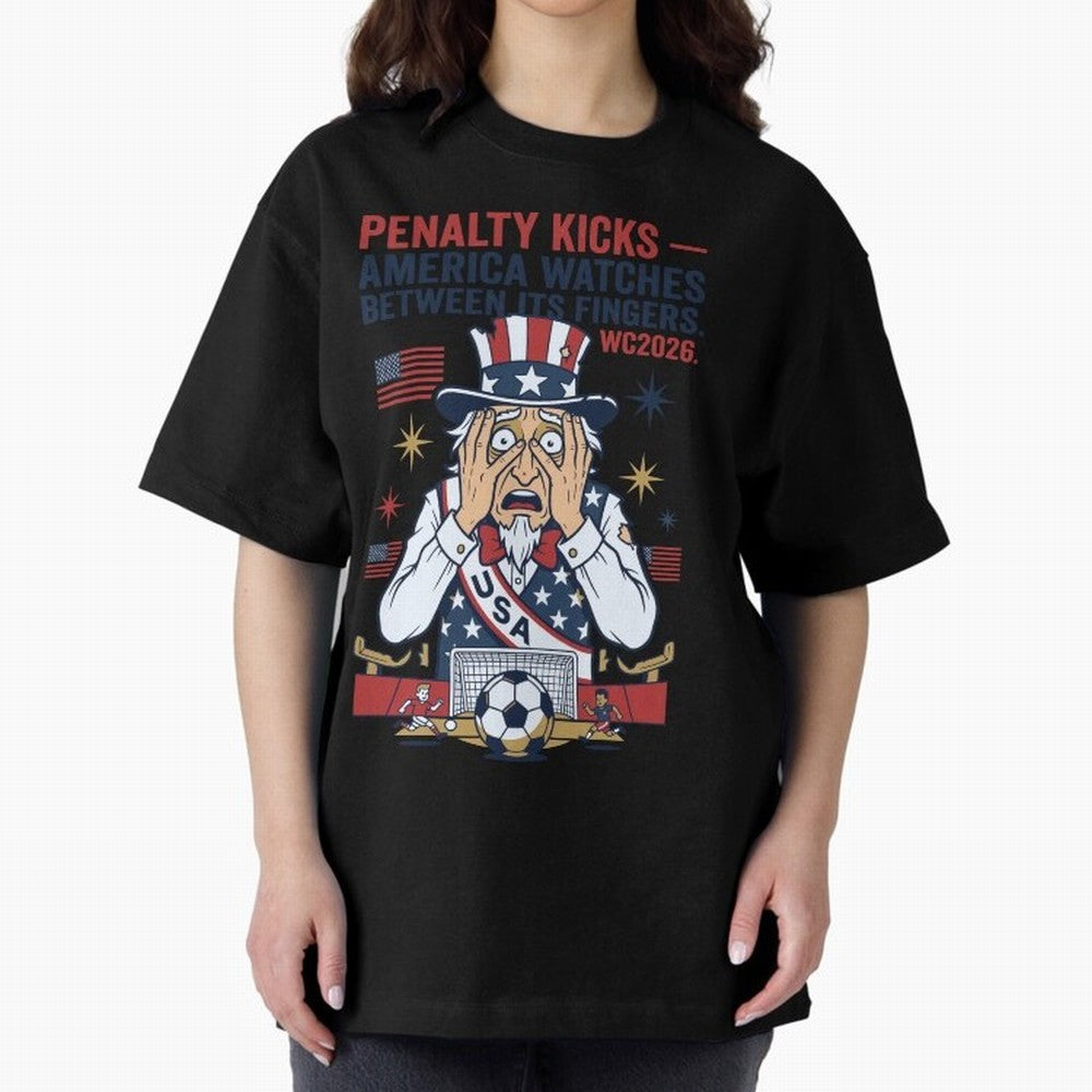 Penalty Kicks ¡ª America Watches Between Its Fingers V1 Classic T-Shirt Create Global Football Passion for FIFA World Cup 2026, Highlighting Cristiano Ronaldo, Haaland and CR7, England and Germany, Soccer Culture, Superstar Moments, National Team