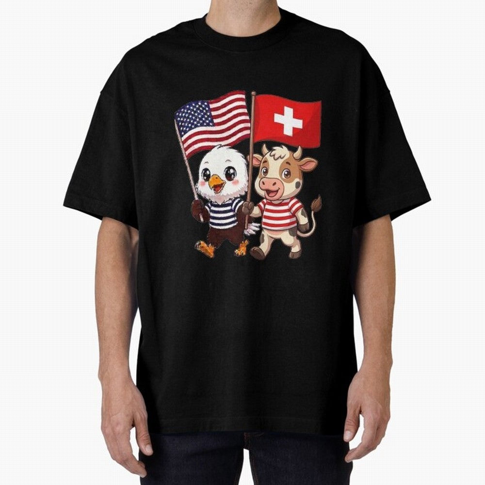 The American eagle and its friend, the Swiss calf Classic T-Shirt Show Up for the Glory of FIFA World Cup 2026 Group Stage Spirit, Made for France and Portugal, Messi, Neymar and Mbappe, Championship Spirit, Famous Goals, Roaring Crowds and
