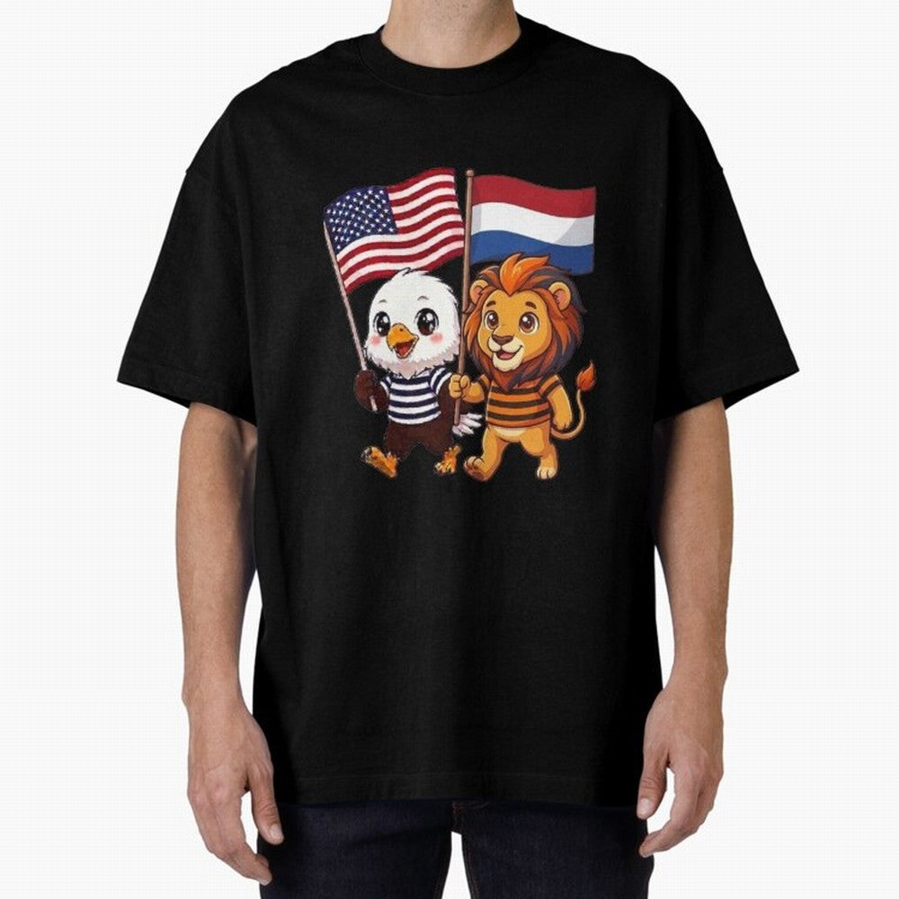 The American eagle and its friend the Dutch lion Classic T-Shirt Celebrate National Team Dreams in FIFA World Cup 2026 for Fans of Haaland and Mbappe and Portugal, Bringing Football Festival Excitement, Trophy Ambitions, Country Rivalries and Star