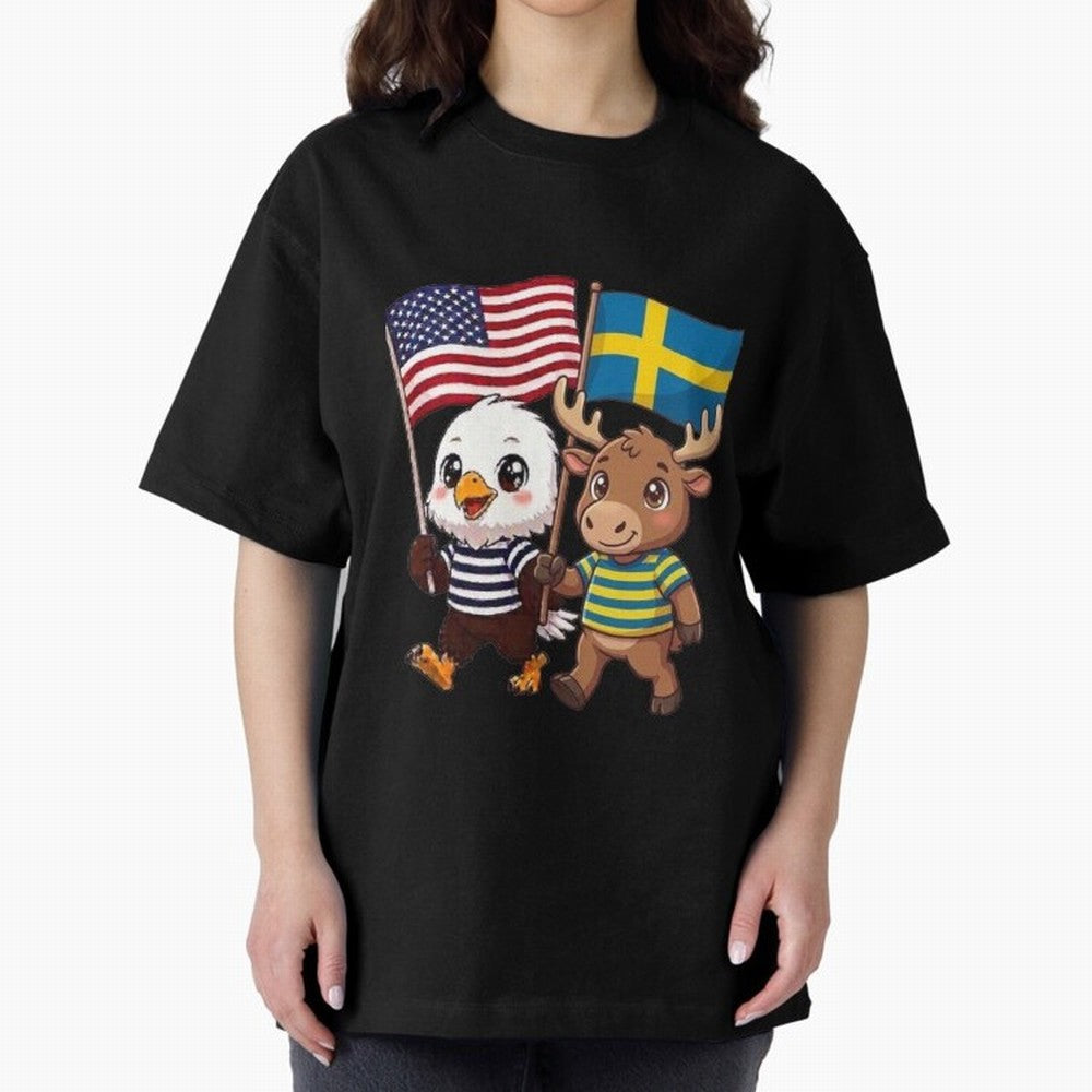 The American eagle and its friend, the Swedish elk Classic T-Shirt Support Iconic Players in the FIFA World Cup 2026 Group Stage Journey through Cristiano Ronaldo, Haaland and CR7 Highlights, Argentina Pride, Football Passion, Legendary