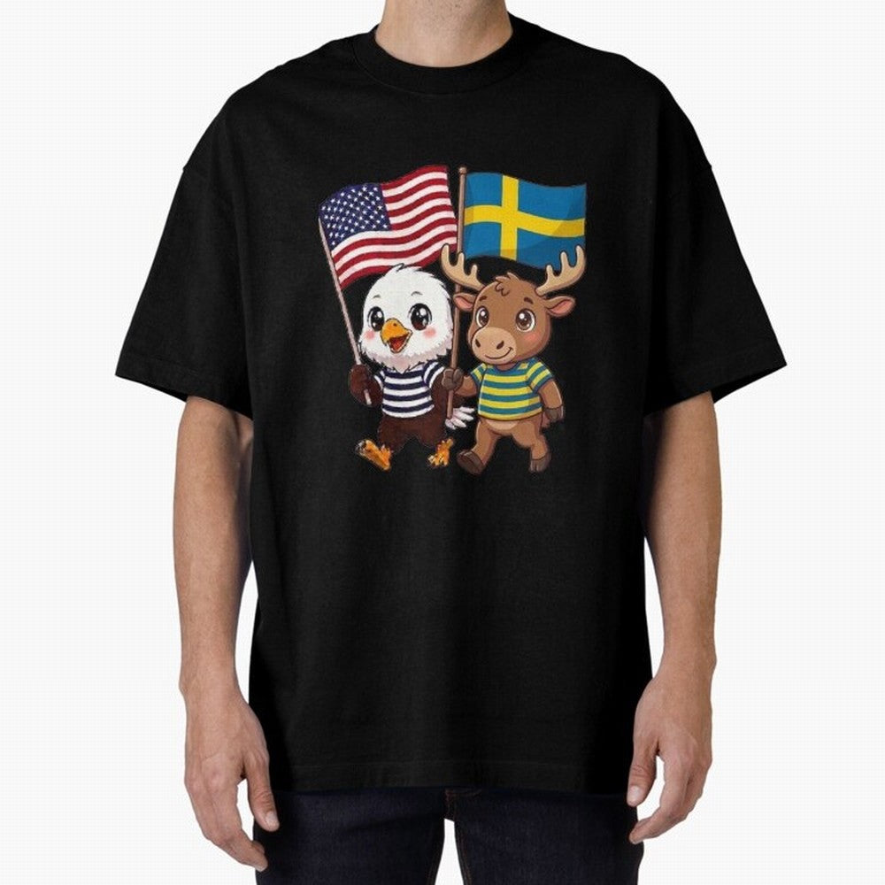 The American eagle and its friend, the Swedish elk Classic T-Shirt Support Iconic Players in the FIFA World Cup 2026 Group Stage Journey through Cristiano Ronaldo, Haaland and CR7 Highlights, Argentina Pride, Football Passion, Legendary