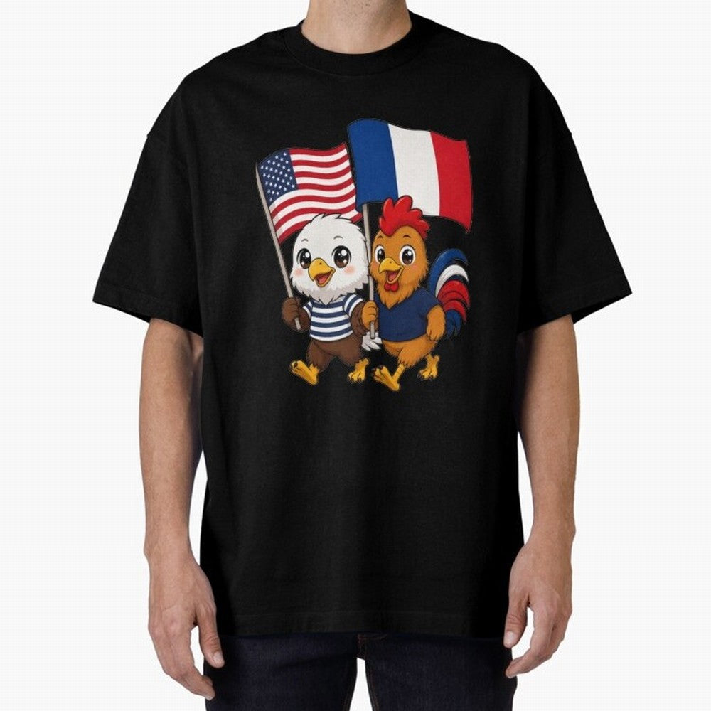 The American eagle and its friend, the French rooster Classic T-Shirt Bring Home Match Day Hype around FIFA World Cup 2026, Haaland and Mbappe, Portugal, Spain and Germany, Match Day Excitement, Supporter Culture, Golden Goals and Global Football