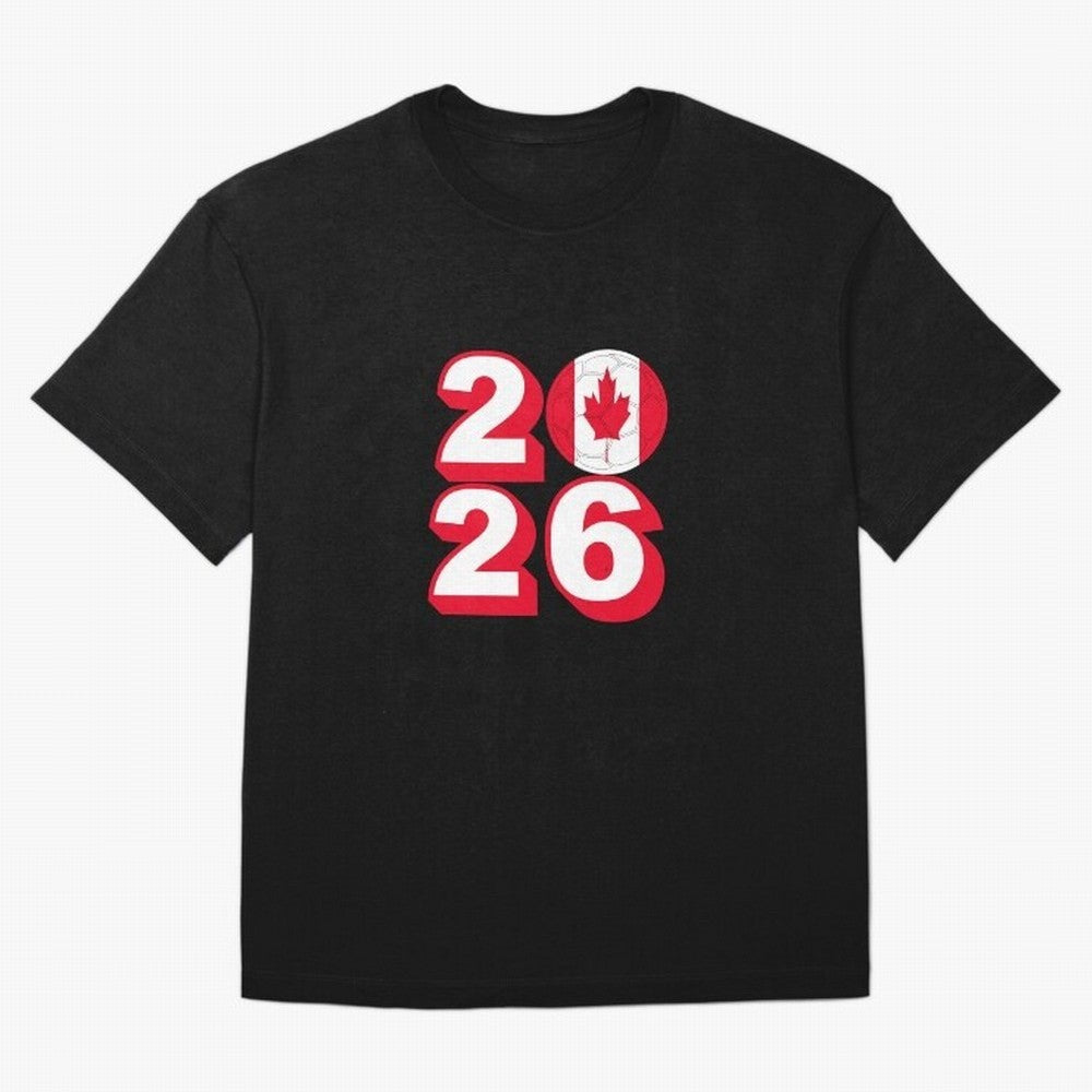 Canada 2026 Soccer Ball Graphic Design Classic T-Shirt Elevate the FIFA World Cup 2026 Group Stage Journey through Messi and Cristiano Ronaldo Highlights, Spain Pride, Vintage Soccer Flavor, Modern Football Stars, National Flags and Final Night
