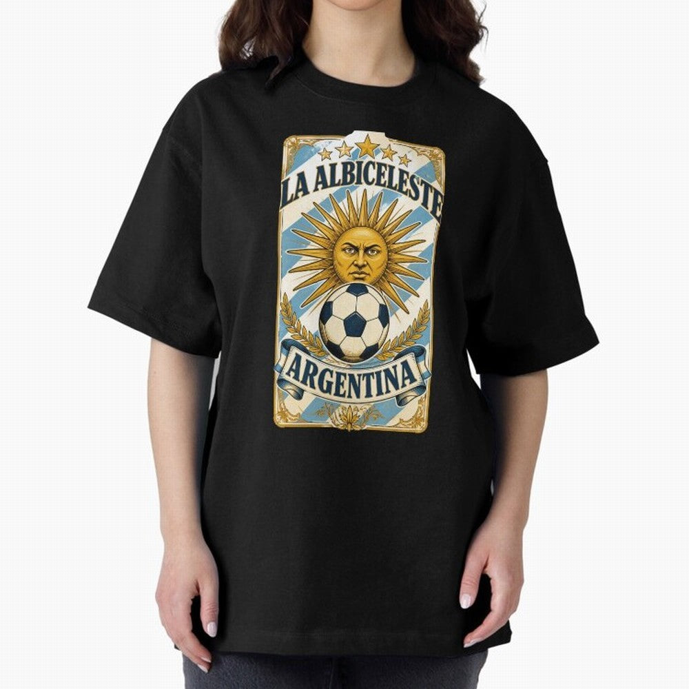 Argentina Soccer Sun - La Albiceleste Vintage Champions Football Fan T-Shirt Classic T-Shirt Follow the Road to the FIFA World Cup 2026 Group Stage Journey through Mbappe Highlights, Argentina and Brazil Pride, Soccer Culture, Superstar Moments,