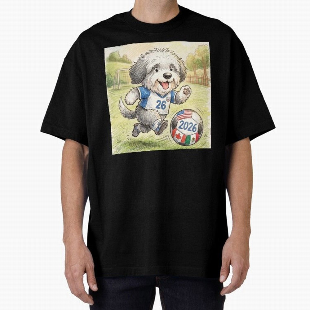 Cute Sheepdog Soccer Star - 2026 World Cup Fluffy Puppy Classic T-Shirt Carry the Colors and Pride of Global Football Passion for FIFA World Cup 2026, Connected to Neymar, Haaland and Cristiano Ronaldo, Argentina, Stadium Chants, National Pride,