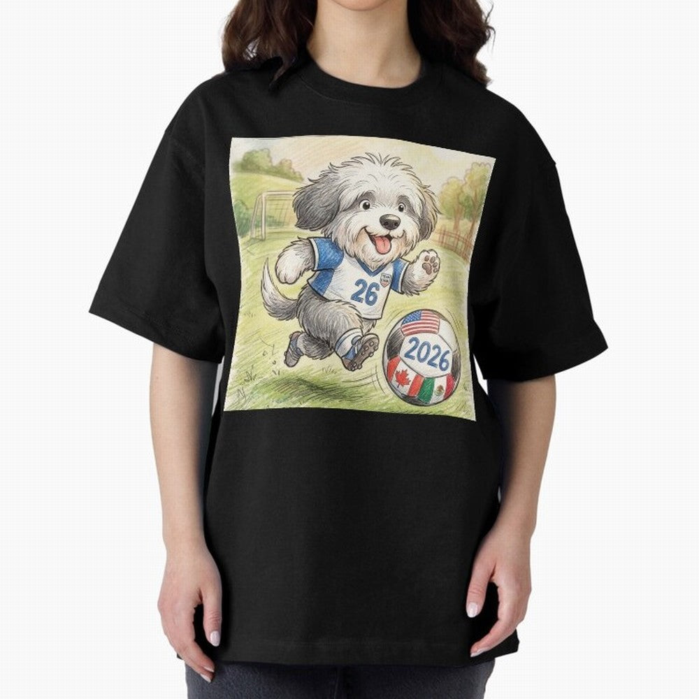 Cute Sheepdog Soccer Star - 2026 World Cup Fluffy Puppy Classic T-Shirt Carry the Colors and Pride of Global Football Passion for FIFA World Cup 2026, Connected to Neymar, Haaland and Cristiano Ronaldo, Argentina, Stadium Chants, National Pride,