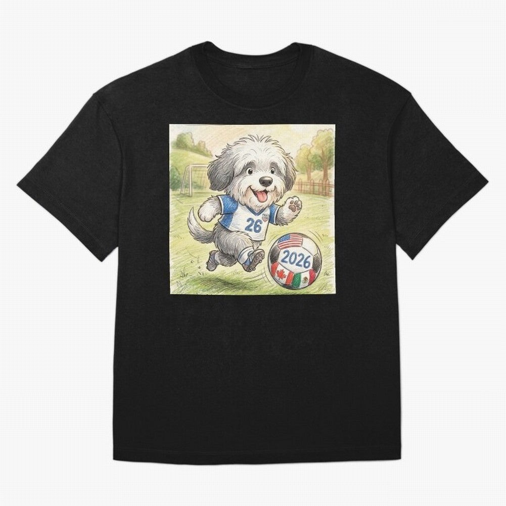 Cute Sheepdog Soccer Star - 2026 World Cup Fluffy Puppy Classic T-Shirt Carry the Colors and Pride of Global Football Passion for FIFA World Cup 2026, Connected to Neymar, Haaland and Cristiano Ronaldo, Argentina, Stadium Chants, National Pride,