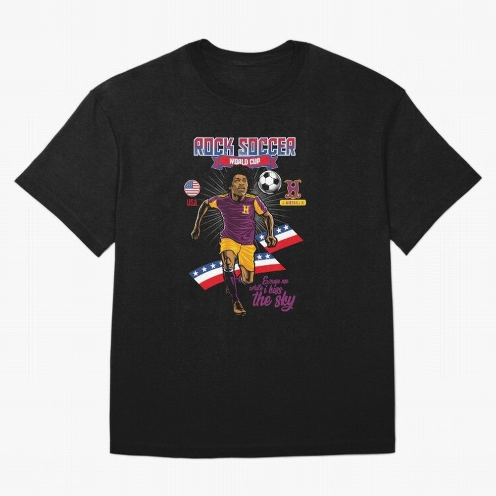 Rock Soccer World Cup Classic T-Shirt Carry the Dream of Match Day Hype around FIFA World Cup 2026 USA Canada Mexico, CR7, France and Portugal, Championship Spirit, Famous Goals, Roaring Crowds and International Football Unity; Ideal for Football