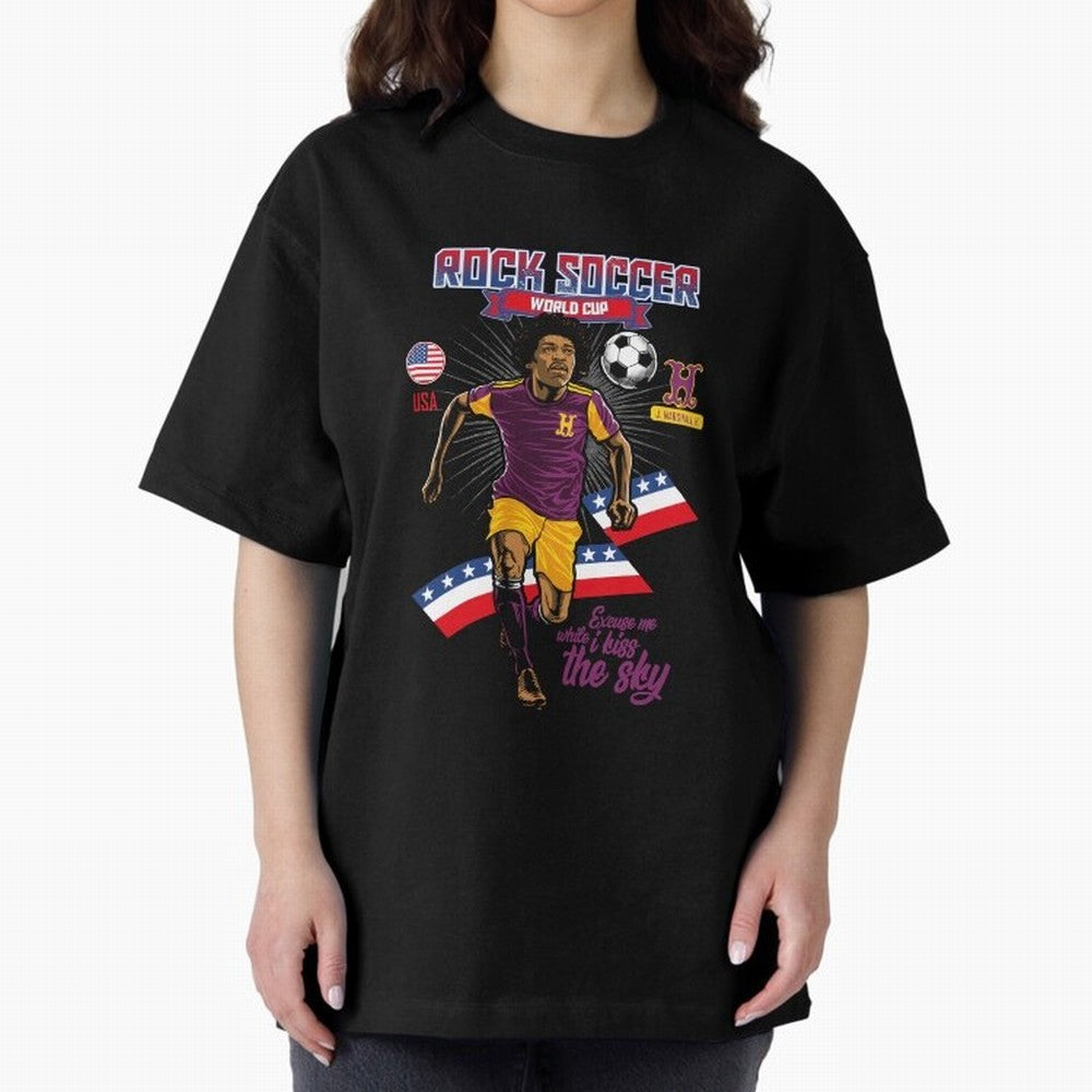 Rock Soccer World Cup Classic T-Shirt Carry the Dream of Match Day Hype around FIFA World Cup 2026 USA Canada Mexico, CR7, France and Portugal, Championship Spirit, Famous Goals, Roaring Crowds and International Football Unity; Ideal for Football