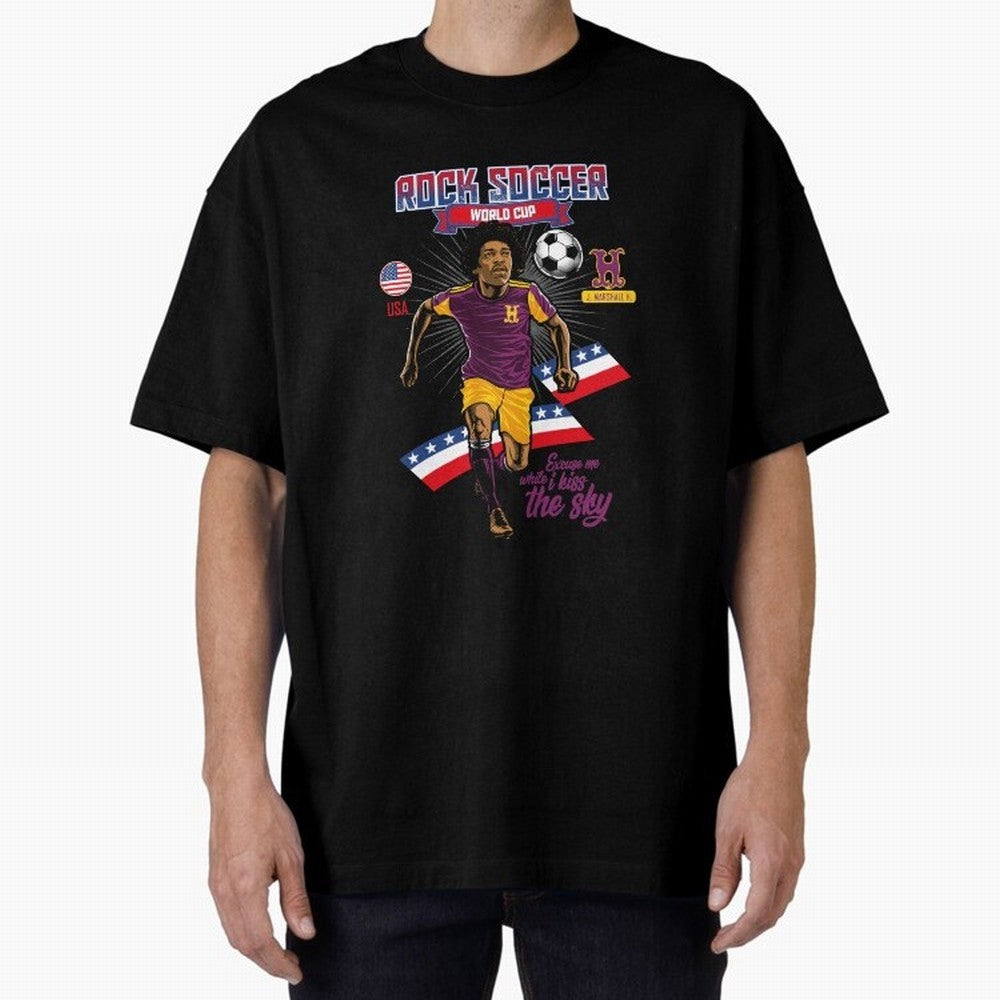 Rock Soccer World Cup Classic T-Shirt Carry the Dream of Match Day Hype around FIFA World Cup 2026 USA Canada Mexico, CR7, France and Portugal, Championship Spirit, Famous Goals, Roaring Crowds and International Football Unity; Ideal for Football