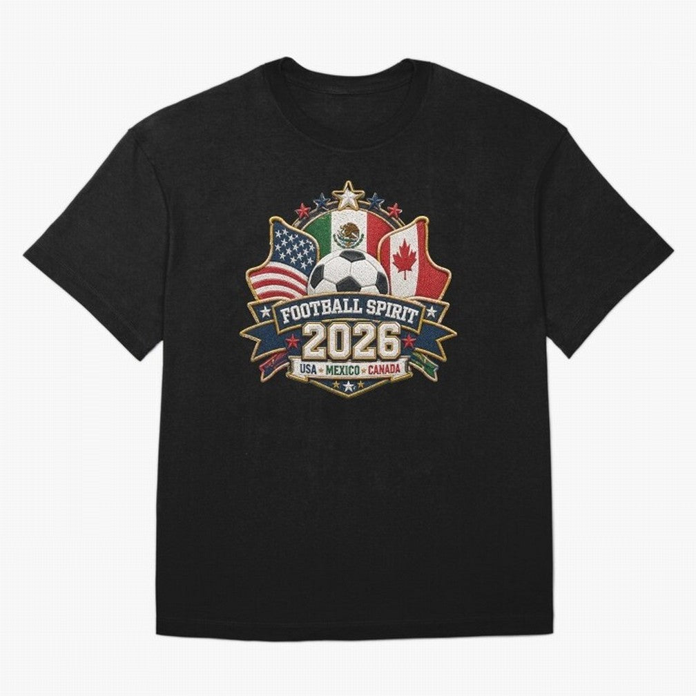 Football Spirit 2026 USA Mexico Canada Patch Design Classic T-Shirt Stand Out with Spirit from Global Football Passion for FIFA World Cup 2026, Inspired by Haaland, Brazil, Match Day Excitement, Supporter Culture, Golden Goals and Global Football