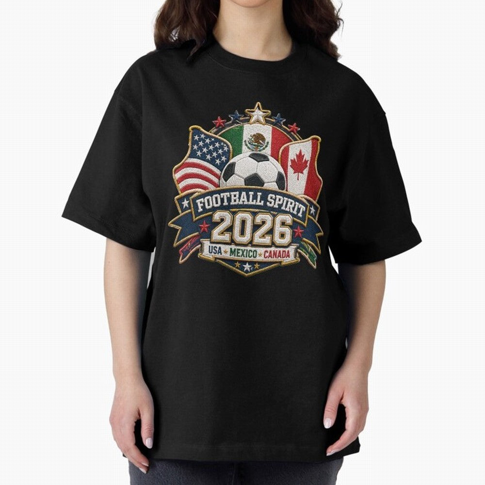 Football Spirit 2026 USA Mexico Canada Patch Design Classic T-Shirt Stand Out with Spirit from Global Football Passion for FIFA World Cup 2026, Inspired by Haaland, Brazil, Match Day Excitement, Supporter Culture, Golden Goals and Global Football