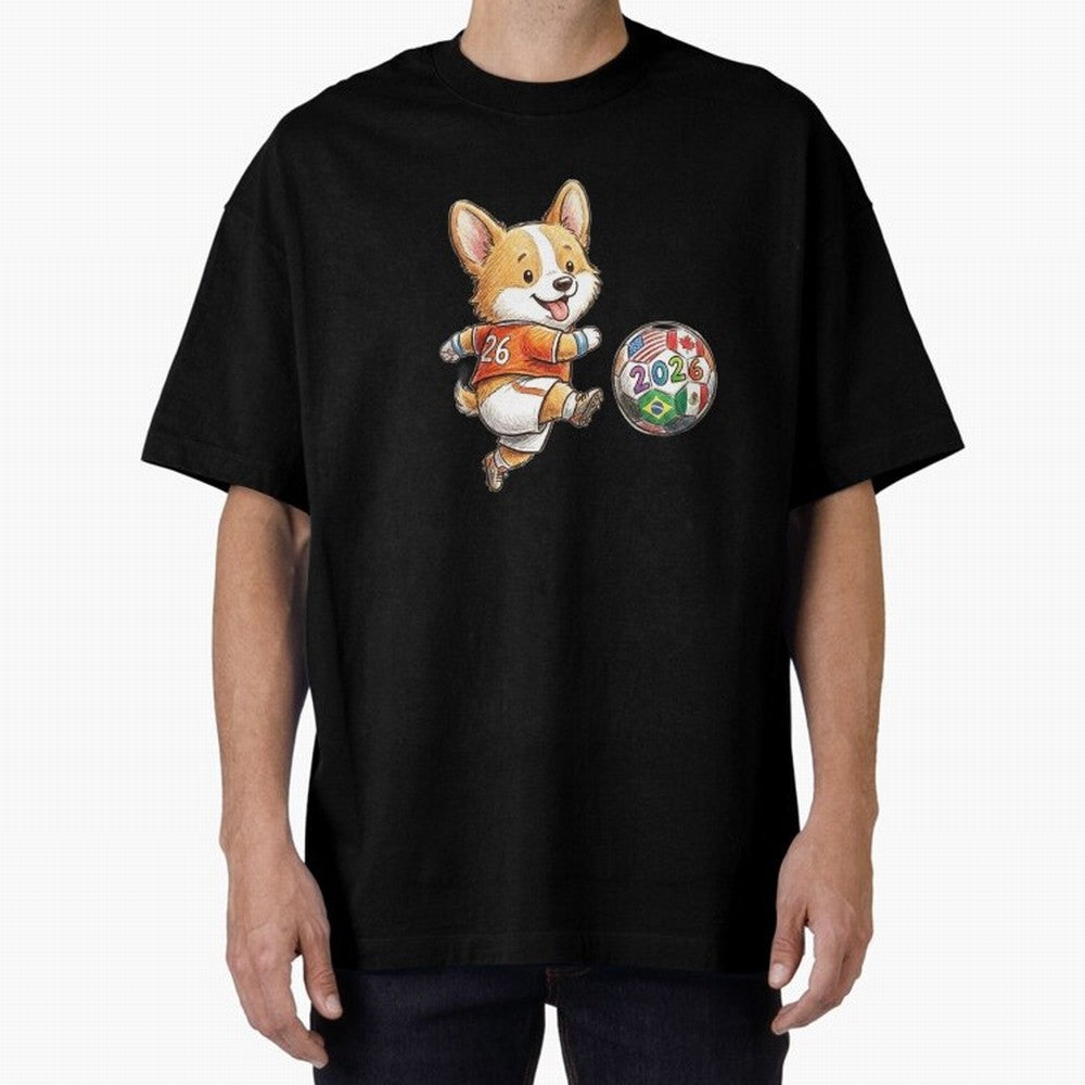 Cute Corgi Soccer Striker - 2026 World Cup Orange Jersey Classic T-Shirt Bring Legendary Rivalry Energy to the FIFA World Cup 2026 Journey through Messi Highlights, Brazil, Portugal and Argentina Pride, Goal Celebration Energy, Supporter Heritage,