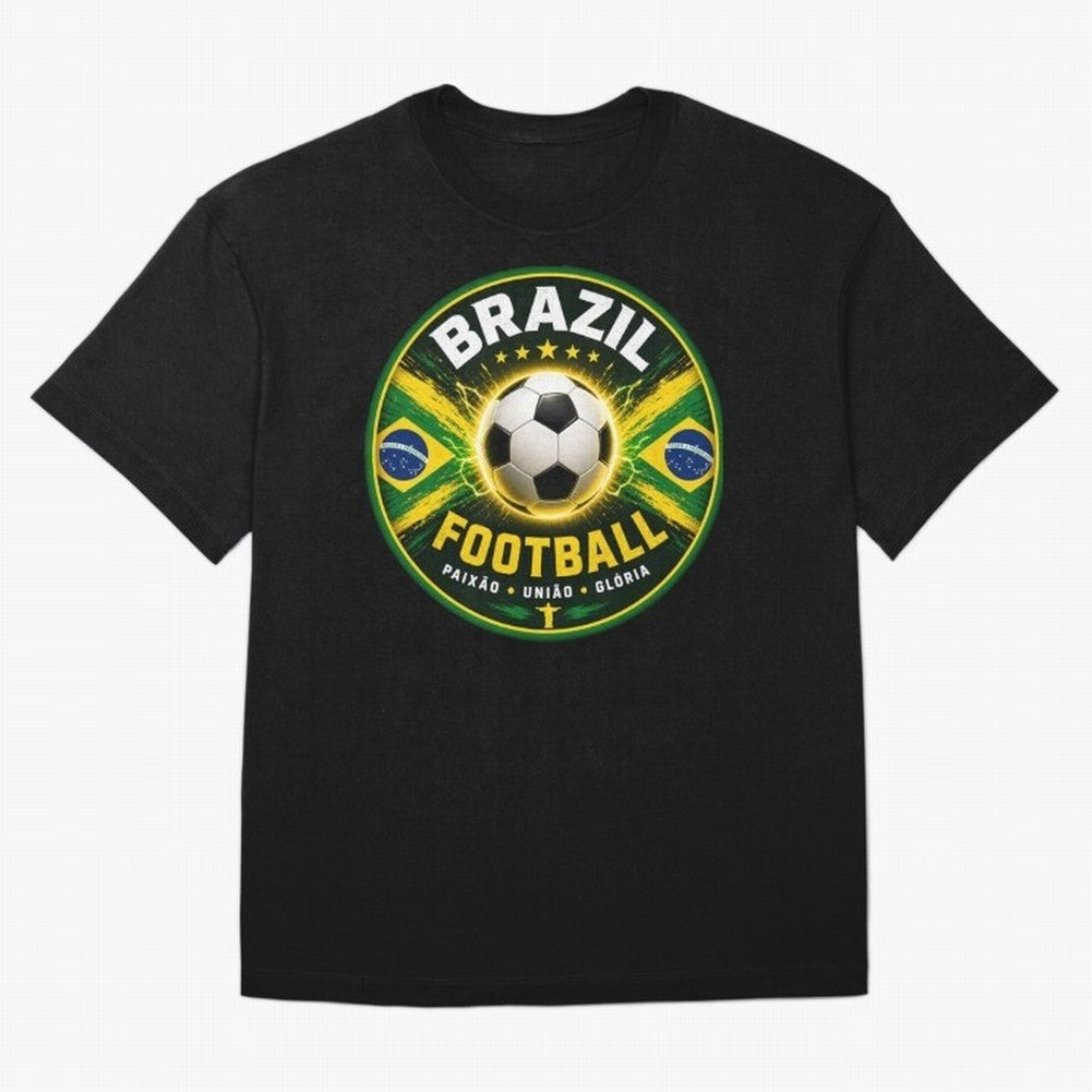Elegant Brazil Football Emblem Classic T-Shirt Build the FIFA World Cup 2026 Journey through Messi, Neymar and Mbappe Highlights, England and Germany Pride, Match Day Excitement, Supporter Culture, Golden Goals and Global Football Passion; Great