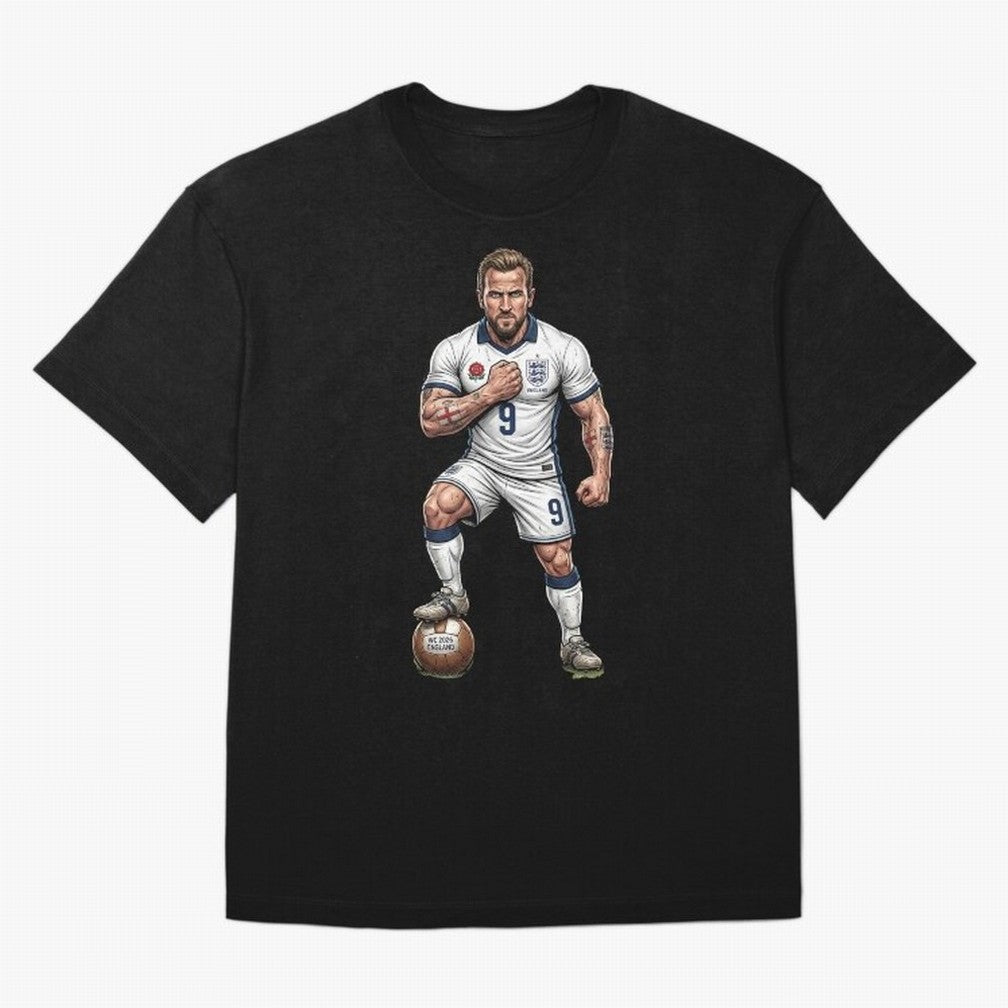 English Soccer Warrior Hyper-Realistic Poster Classic T-Shirt Celebrate the Biggest Stage of the FIFA World Cup 2026 Journey through Haaland and Mbappe Highlights, Portugal Pride, Goal Celebration Energy, Supporter Heritage, Football Icons and