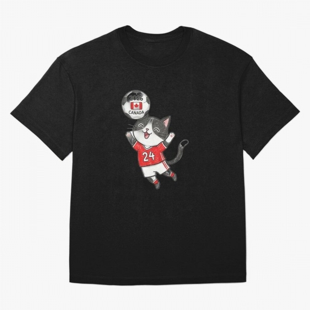 Canada Soccer Cat #24 - 2026 World Cup Celebration Classic T-Shirt Show Fan Pride Across Match Day Hype around FIFA World Cup 2026, Mbappe and Neymar, Germany, Retro Football Energy, Iconic Rivalries, Trophy Chase Drama and Stadium Atmosphere;