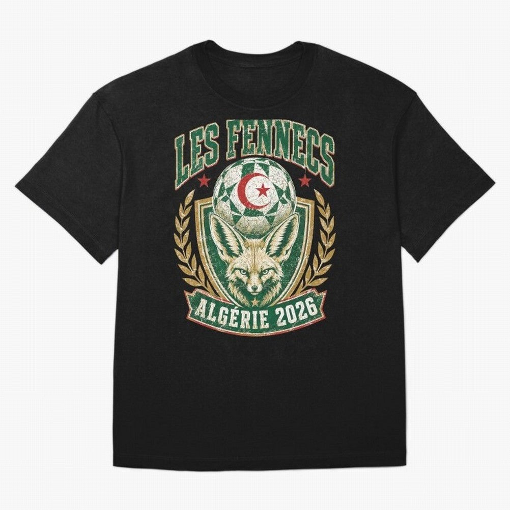 Les Fennecs Alg¨¦rie 2026 World Cup Soccer T-Shirt Classic T-Shirt Live for the Drama of FIFA World Cup 2026 Group Stage for Fans of Mbappe and Neymar and Spain and Netherlands, Bringing Champion Mindset, Group Stage Buzz, Knockout Tension and