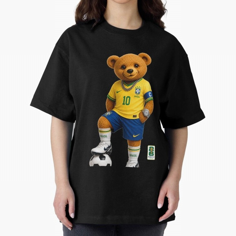 Brazil Soccer Bear World Cup Teddy Bear Classic T-Shirt Cheer through Every Moment of the FIFA World Cup 2026 Journey through Haaland and Mbappe Highlights, England and Germany Pride, Vintage Soccer Flavor, Modern Football Stars, National Flags and
