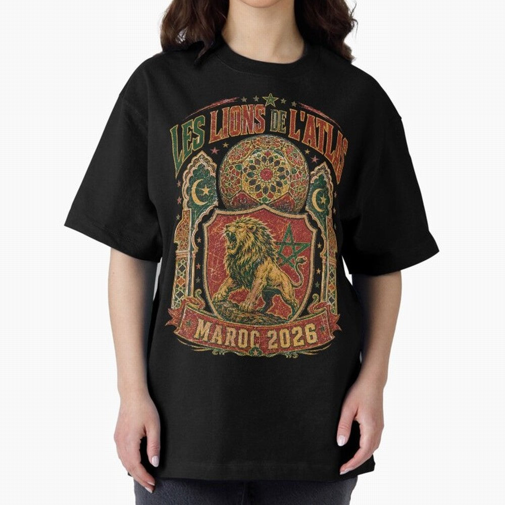 Lions De L'Atlas Maroc 2026 World Cup Soccer T-Shirt Classic T-Shirt Celebrate the Road through FIFA World Cup 2026 Group Stage for Fans of Mbappe and Neymar and Spain, Bringing Football Passion, Legendary Performances, Festival Vibes and Supporter