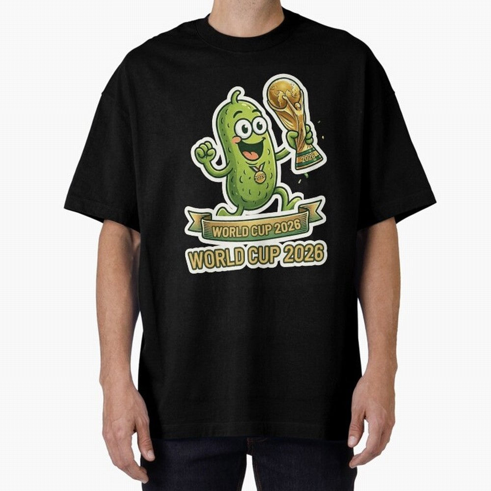 World Cup 2026 Pickle Champion Shirt ¨C Funny Soccer Pickle Mascot Holding Trophy, Cute Football Cartoon Design for Fans Sticker Mug Classic T-Shirt Follow the Road to FIFA World Cup 2026 Group Stage for Fans of Mbappe and Portugal, Spain and