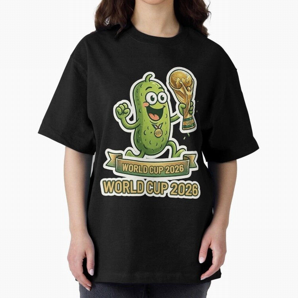 World Cup 2026 Pickle Champion Shirt ¨C Funny Soccer Pickle Mascot Holding Trophy, Cute Football Cartoon Design for Fans Sticker Mug Classic T-Shirt Follow the Road to FIFA World Cup 2026 Group Stage for Fans of Mbappe and Portugal, Spain and