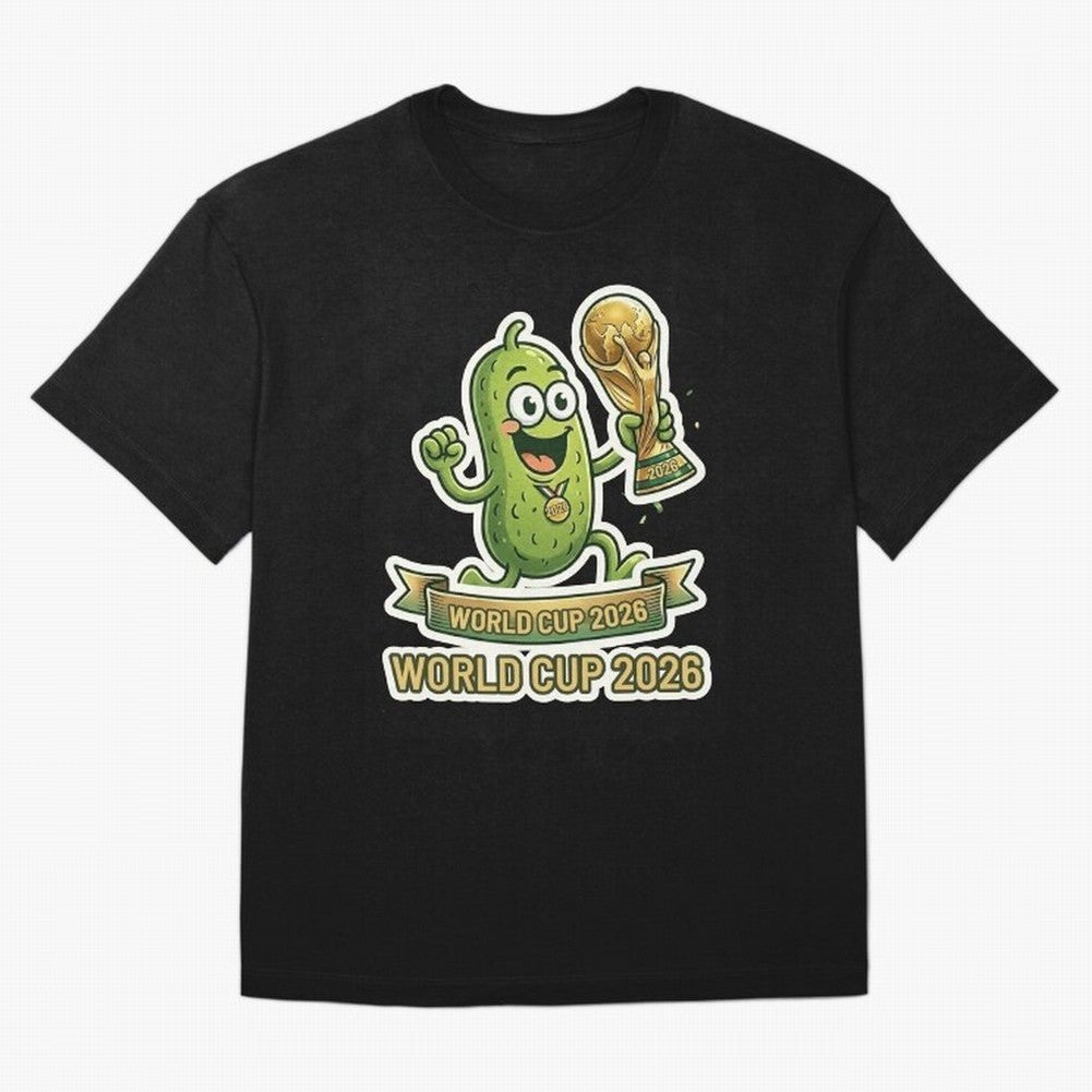 World Cup 2026 Pickle Champion Shirt ¨C Funny Soccer Pickle Mascot Holding Trophy, Cute Football Cartoon Design for Fans Sticker Mug Classic T-Shirt Follow the Road to FIFA World Cup 2026 Group Stage for Fans of Mbappe and Portugal, Spain and