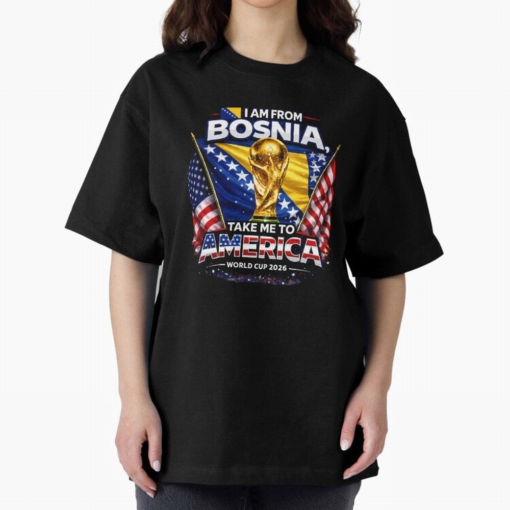 Bosnia USA World Cup 2026 - I Am From Bosnia, Take Me To America Classic T-Shirt Stand Proud for Match Day Hype around FIFA World Cup 2026, Mbappe, Spain and Netherlands, Vintage Soccer Flavor, Modern Football Stars, National Flags and Final Night