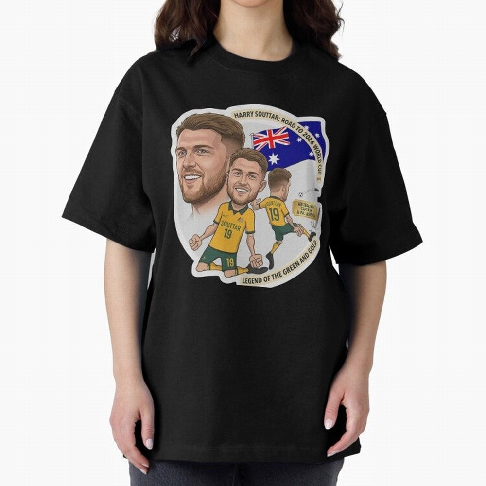 Harry Souttar Australia Football Legend Cartoon Illustration Classic T-Shirt Feel Match Day Hype around FIFA World Cup 2026 Group Stage, Cristiano Ronaldo, Haaland and CR7, England, France and Netherlands, Football Passion, Legendary Performances,