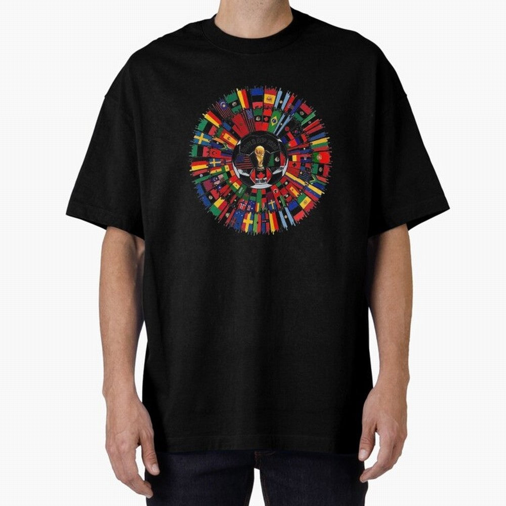 Vibrant 2026 World Cup International Flag Splash Classic T-Shirt Make Every Match About Global Football Passion for FIFA World Cup 2026 Group Stage, Highlighting Mbappe and Neymar, Argentina and Brazil, Goal Celebration Energy, Supporter Heritage,